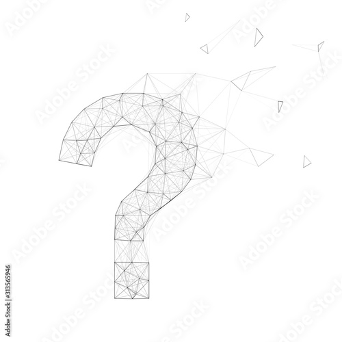Low poly vector typography QUESTION MARK in black and white