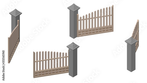 Open gate. Isolated on whit...