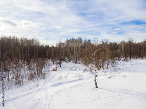 Winter landscape with a bird's eye view. © viktor