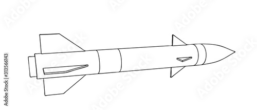 Military missile. 3d Vector outline illustration.