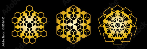 Abstract geometric ornamental mandala set. Template for printing, laser cutting stencil, engraving. Vector illustration..