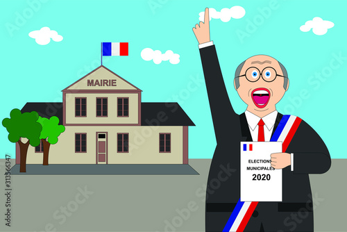 French municipal elections 2020. Illustration Text: Municipal election (in French)