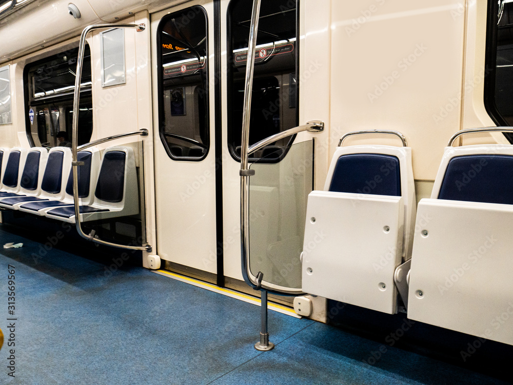 White subway, clean morning place without people.