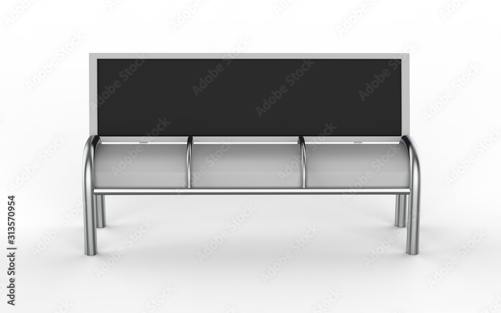 Street Bench Advertising Mock up isolated on a white background. 3d illustration Street Bench Advertising Mock up isolated on a white background. 3d illustration