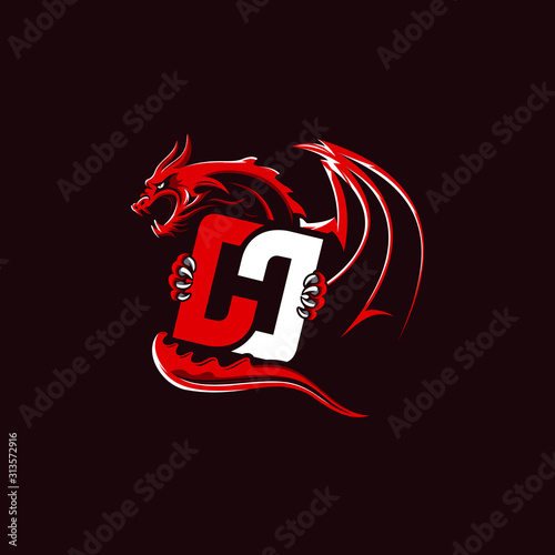 angry red dragon mascot logo