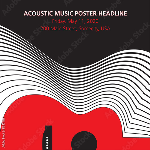 Acoustic guitar music poster background template.  Great for wall poster, flyer or ad