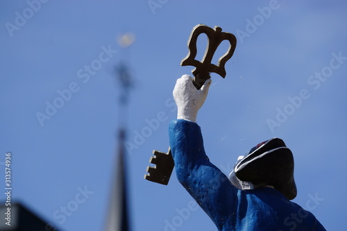Sculpture and Church detail, Vielsalm, Belgium
