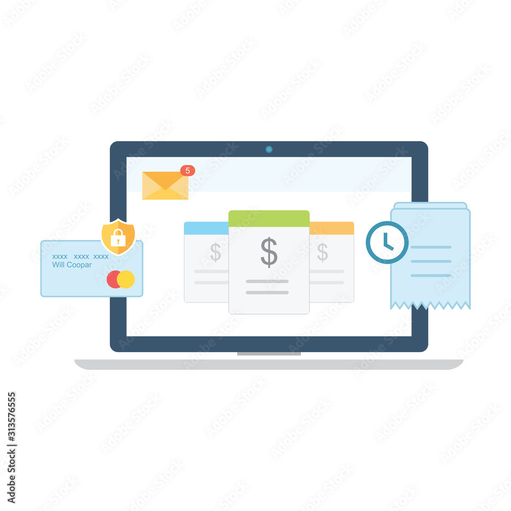 Secure credit card transaction. Secure payment, payment protection concepts. Credit card and shield with lock. Flat design graphic elements. Vector illustration