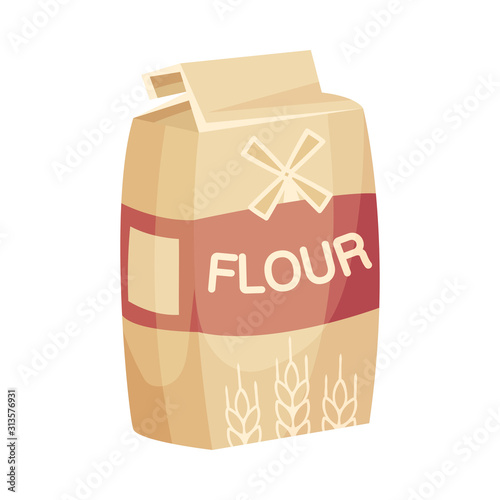 Package of Flour, Baking and Cooking Ingredient Vector Illustration