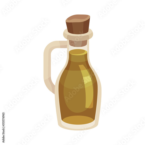 Glass Bottle of Olive Oil, Organic Healthy Food, Culinary Ingredient Vector Illustration