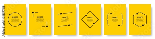 Quote box frame, big set. Quote box icon. Texting quote boxes. Blank template quote text info design boxes quotation bubble blog quotes symbols. Creative vector banner illustration.
