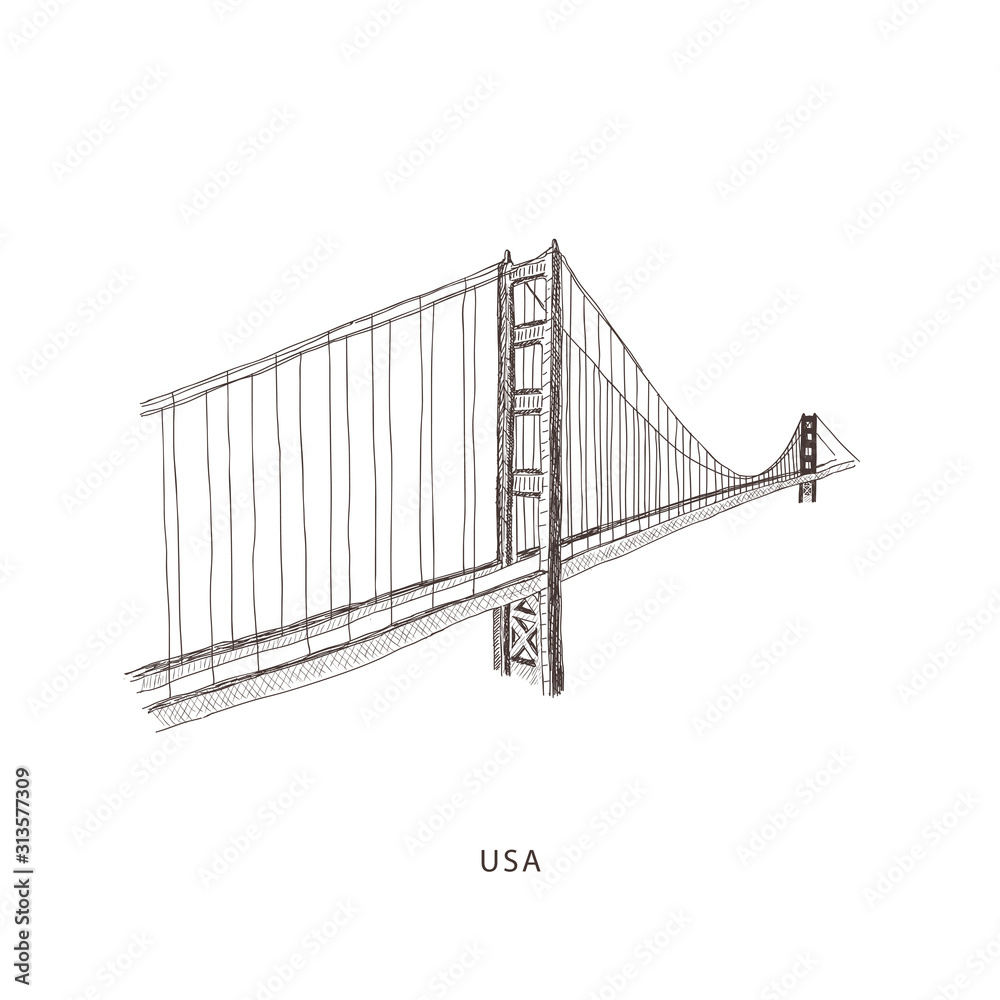 Fototapeta premium Travel illustration with attraction of USA