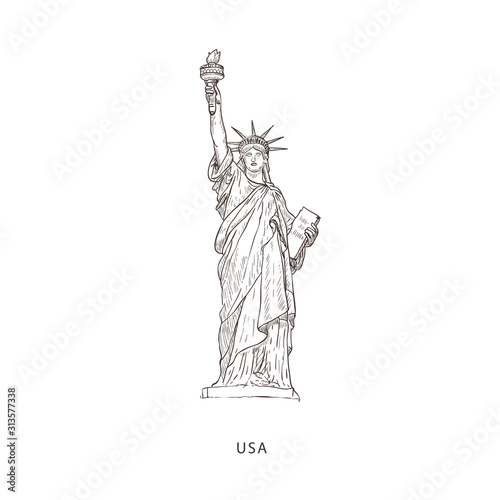 Travel illustration with attraction of USA
