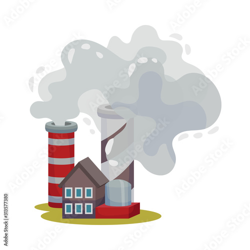 Industrial Plants Dangerous for the Environment Vector Illustration