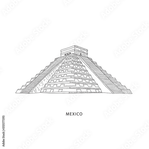 Travel illustration with attraction of mexico