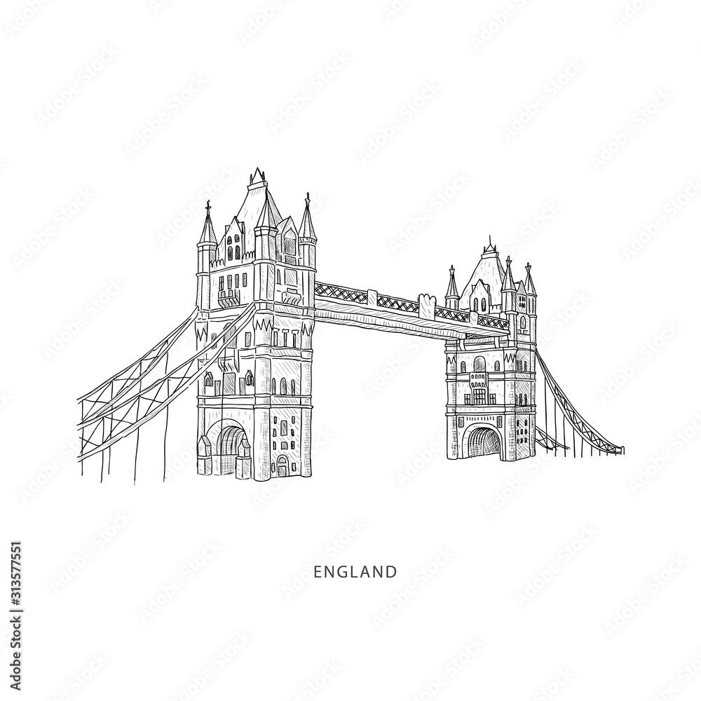 Obraz premium Travel illustration with attraction of England