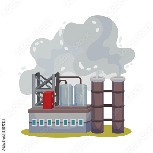 Industrial Plants Dangerous for the Environment Vector Illustration