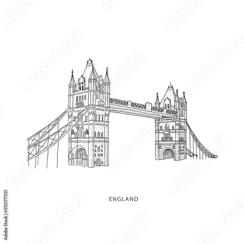 Travel illustration with attraction of England
