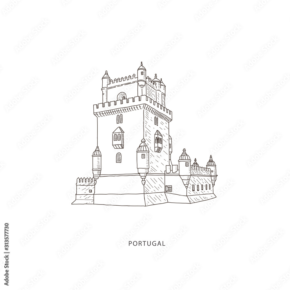 Travel illustration with attraction of Portugal