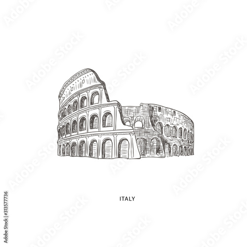 Travel illustration with attraction of Italy
