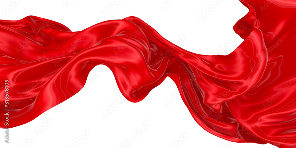 Fototapeta premium Abstract background of red wavy silk or satin. 3d rendering image.