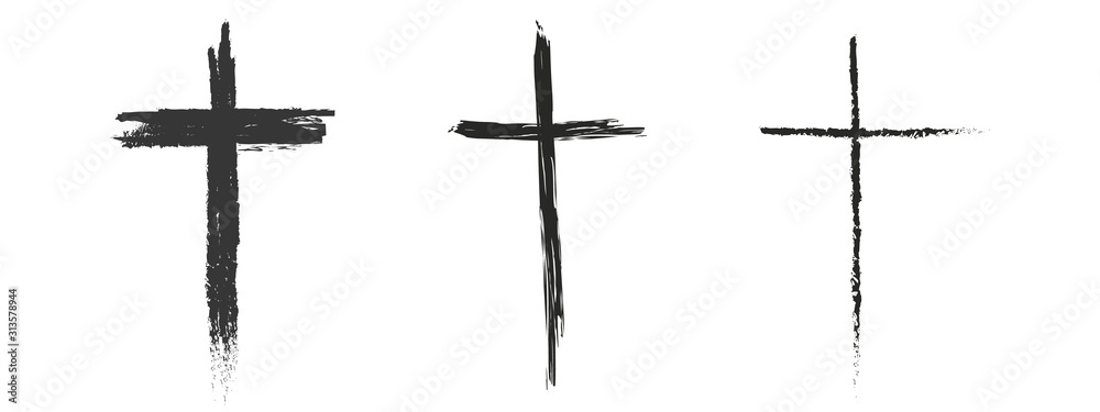 Set hand drawn cross. Vector cross. The cross is made with a brush