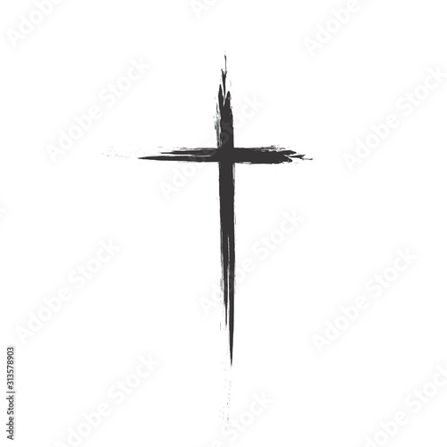 Hand drawn cross. Vector cross. The cross is made with a brush.