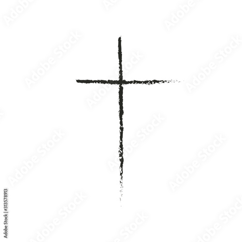 Hand drawn cross. Vector cross. The cross is made with a brush.