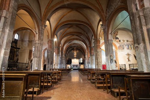 Interior of the Basilica di Sant  Eustorgio in Milan.