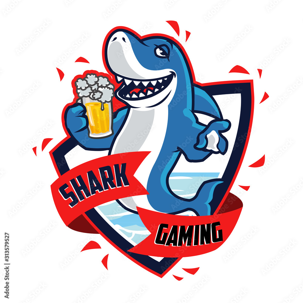 Drunken Shark Cartoon Mascot Logo Drunken Shark Cartoon Mascot Logo