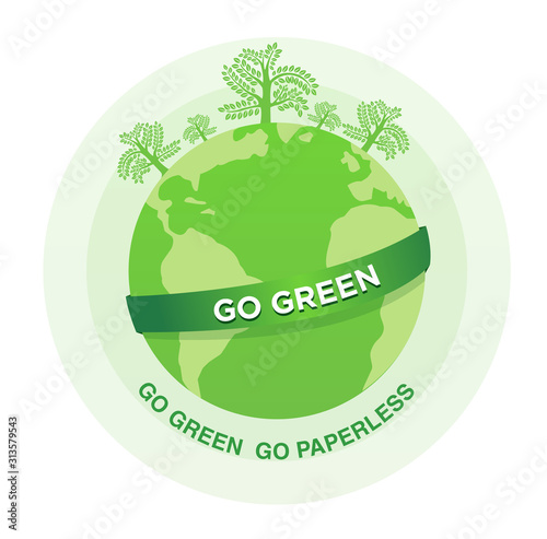Go green go paperless illustration design