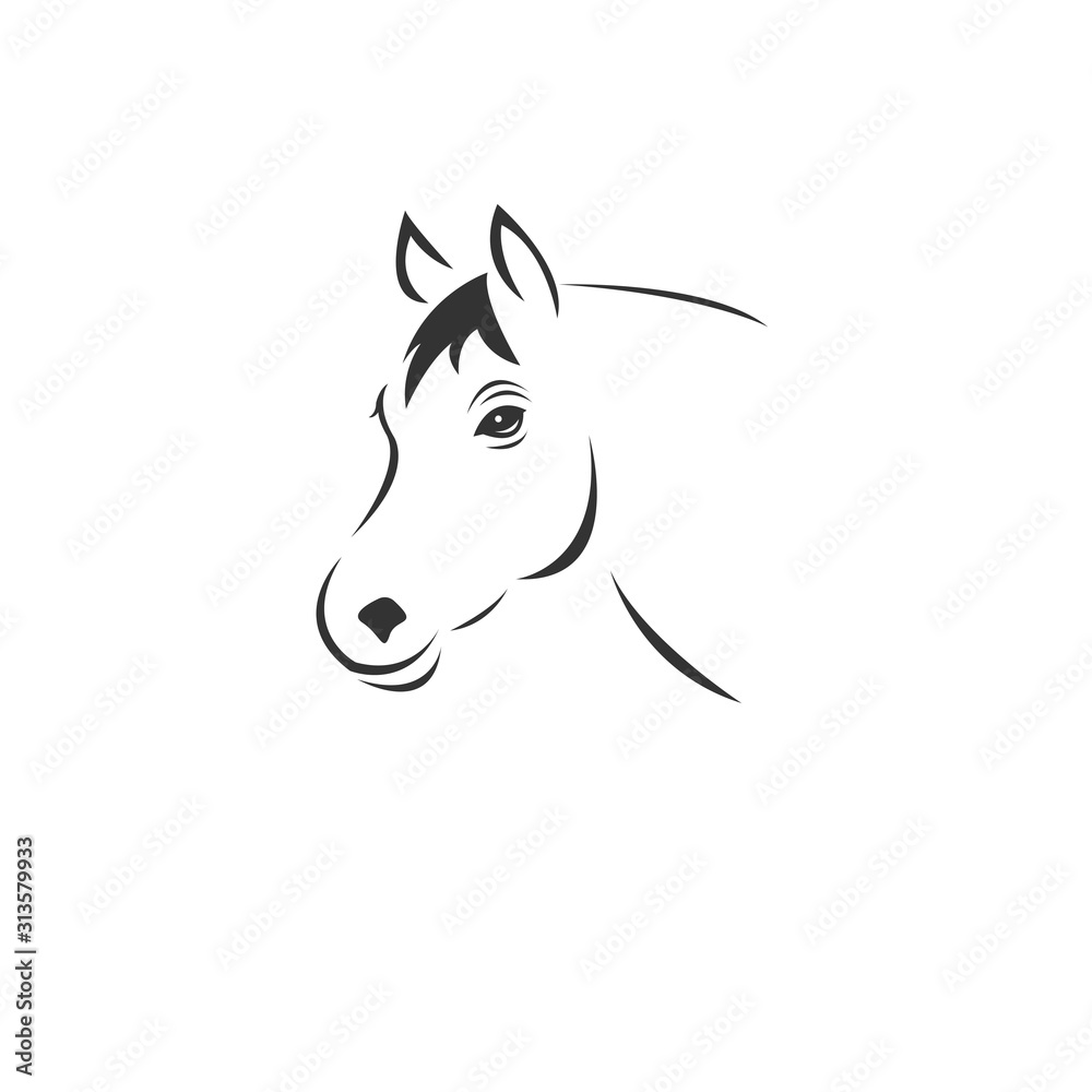 Fototapeta Grafika wektorowa konia czarno-białego. styl projektowania. zwierzę. Sztuka. symbol. logo. Ilustrator. na białym tle.