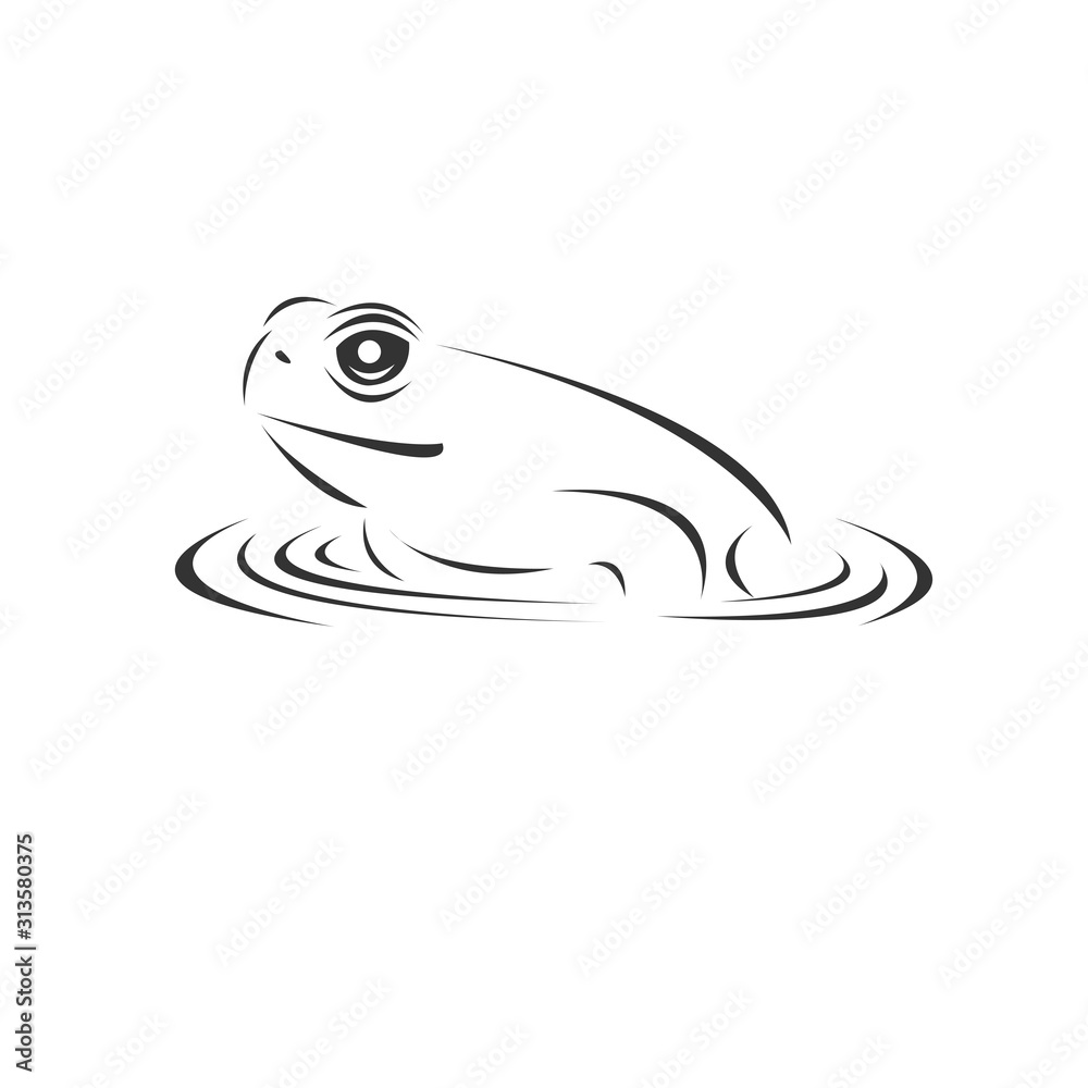 Vector image of an Frog black and white. design style. animal. art. symbol. logo. Illustrator. on white background Vector image of an Frog black and white. design style. animal. art. symbol. logo. Illustrator. on white background