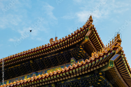 China Beijing Peking - Roof of temple in the Forbidden City