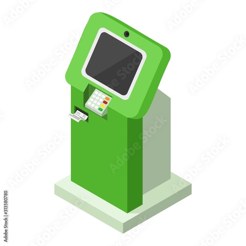 Kiosk payment icon. Isometric of kiosk payment vector icon for web design isolated on white background