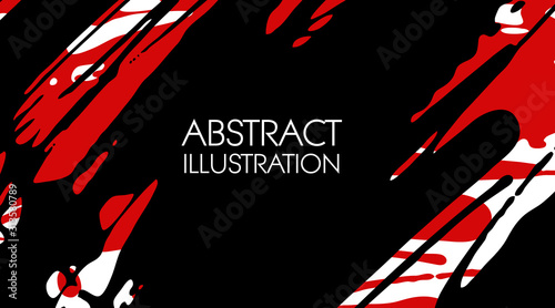 Red and black abstract background with ink splats.