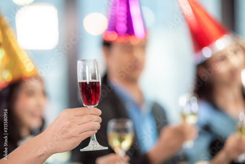 Business partners toast cha...