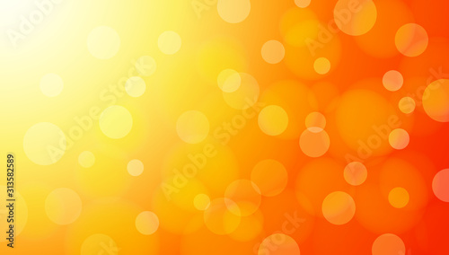 Orange light abstract blurred bokeh background. Soft Shine color decoration texture wallpaper. Vector illustration image. Colorful Sun sky eco nature snow sparkling backdrop.