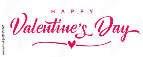 Valentines day background with heart in line and elegant typography of happy valentine`s day text . Vector illustration for wallpaper, flyers, invitation, posters, brochure, banners