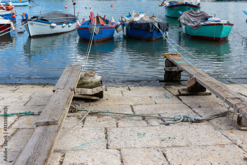Fishing boats in a port in Puglia