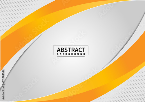 Abstract yellow and gray wave or curved background on gray space design layout template or corporate web banner with halftone.