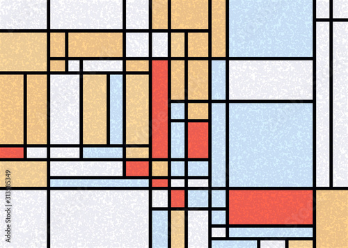 Fototapeta Piet Mondrian Style Computational Generative Art background illustration