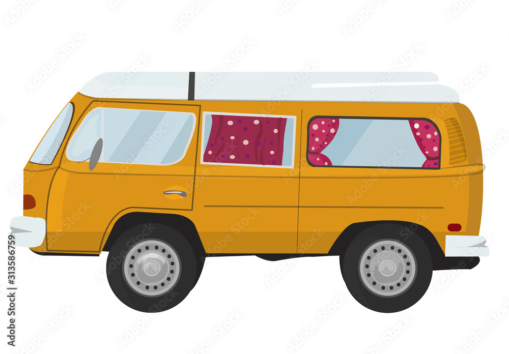 car van caravan camper mobile home vector illustration