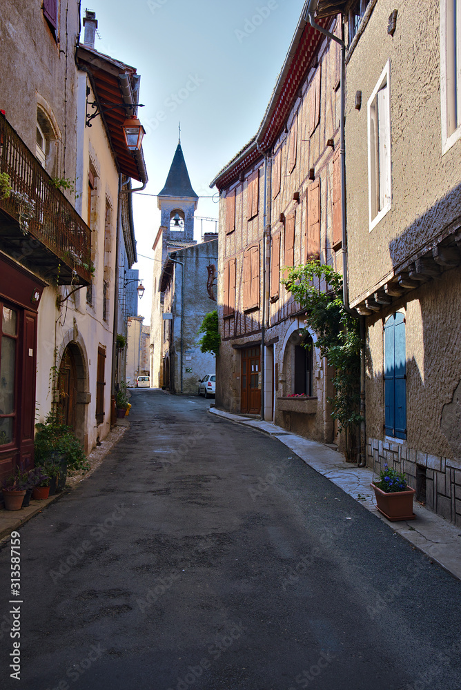 Lautrec street, small town at south of France