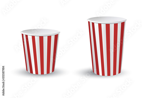Popcorn cinema box striped mockup set.