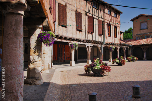Lautrec square, small town at south of France photo