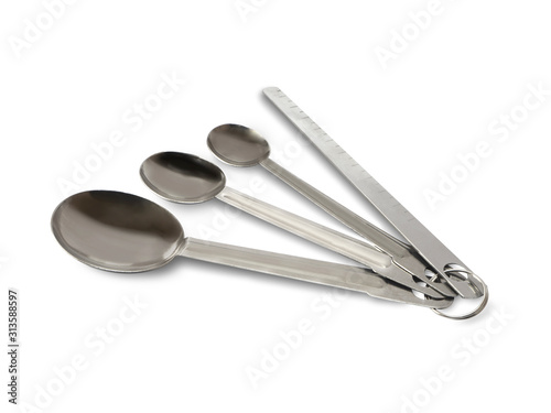 measuring spoon on a white background with clipping path It is important scoops of cooking. The performance and precision It is crucial for chefs