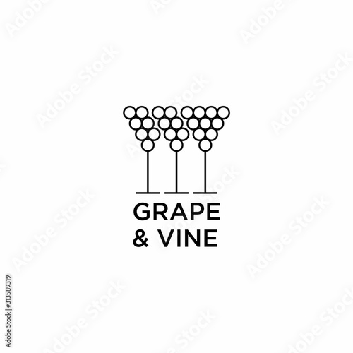 Clean and creative logo design of vine or wineglass and grape with clean background - EPS10 - Vector.
