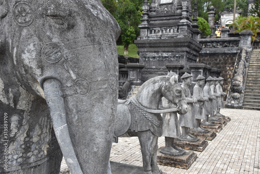 Row of Elephant, Donkey, and Human Statues, Tomb of Khai Dinh, Vietnam