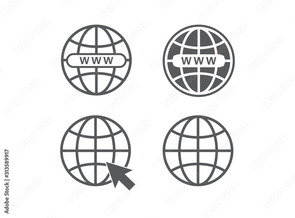 Website icon. Globe symbol. Vector illustration. on white background Website icon. Globe symbol. Vector illustration. on white background